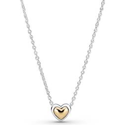 Pandora Domed Golden Heart Collier Necklace - Silver/Gold