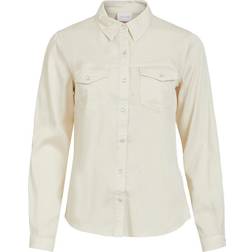 Vila Bista Pocketed Jeans Shirt - White/Birch