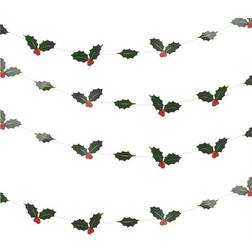 Ginger Ray Garlands Holly Leaves Christmas Decorations Green/Red