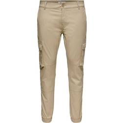 Only & Sons Cam Stage Cargo Cuff Pant - Beige/Neutral