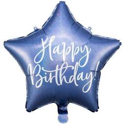 PartyDeco Foil Ballons Happy Birthday 40cm Navy Blue