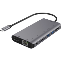 Deltaco USB C-HDMI/DisplayPort/RJ45/USB A