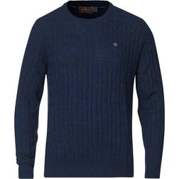 Morris Merino Cable O-Neck Sweater - Blue