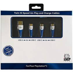 Imp Gaming PS5 High Speed 4M Play & Charge Cable - Blue/White