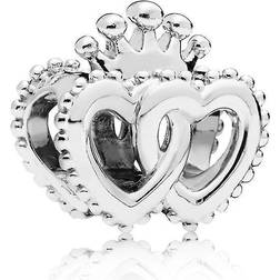 Pandora Crown & Entwined Hearts Charm - Silver