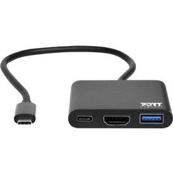 PORT Designs USB C-HDMI/USB A/USB C M-F 0.3m
