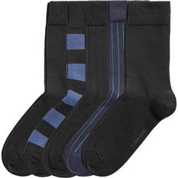 Björn Borg Block Stripe & Square Socks 5-pack - Black/Blue