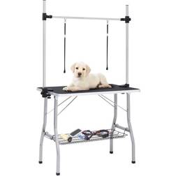 vidaXL Adjustable Dog Grooming Table with 2 Loops and Basket 90x60x76cm