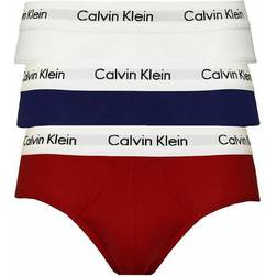 Calvin Klein Cotton Stretch Hip Brief 3-pack - White/Red Ginger/Pyro Blue