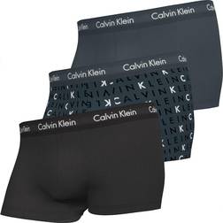 Calvin Klein Men's Low Rise Trunks 3-pack - Hemisphere Blue/Subdued Logo/Black