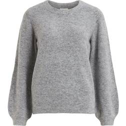 Object Collector's Item Balloon Sleeved Knitted Pullover - Light Grey Melange