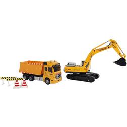 Kids Globe Dump Truck with Excavator and Accessories