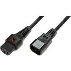 MicroConnect Förlängningskabel för ström IEC 60320 C14 till IEC 60320 C13 spärrad 2 m svart