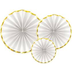 PartyDeco Decor Rosettes White/Gold 3-pack