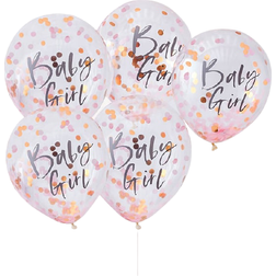 Ginger Ray Latex Ballons Baby Girl Pink/Rose Gold 5-pack