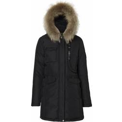 Hollies Livigno Long Jacket - Black/Nature (Real Fur)