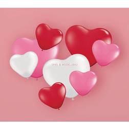 Folat ballonguppsättning hjärtan 25/16 cm latex röd/rosa/vit 8 st