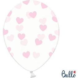 PartyDeco Ballong transparent med rosa hjärtar
