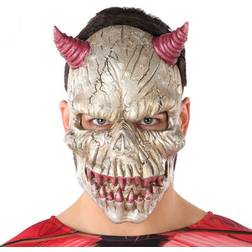 Atosa Demon Mask with Horns & Teeth Fuchsia