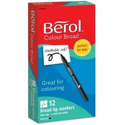 Berol Tuschpennor Colour Broad 12 svarta pennor