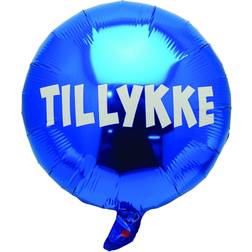Folie ballong ø35 TILLYKKE blå