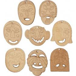 Creotime Masker att hänga upp, stl. 5,5-7 cm, tjocklek 4 mm, 24 st. MDF