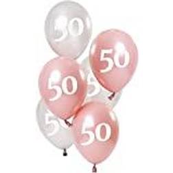 Folat Ballonger Rosa/Vit 50 År 6-pack