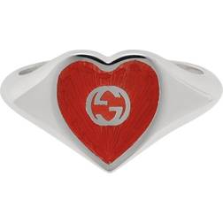 Gucci Interlocking G Heart Ring - Silver/Red