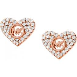 Michael Kors Pavé Heart Stud Earrings - Rose Gold/Transparent