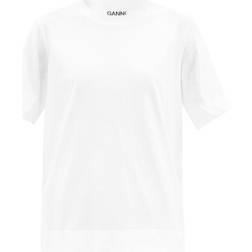 Ganni Thin Software Jersey O-neck T-shirt - White