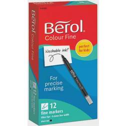 Berol Tuschpennor Colour Fine 12 svarta pennor