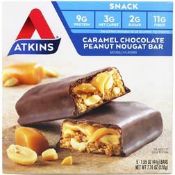 Atkins Snack Bar Caramel Chocolate Peanut Nougat 5 Bars