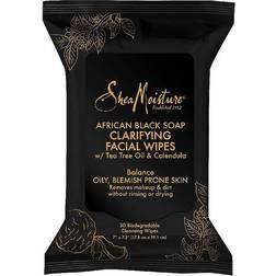 Shea Moisture African Black Soap Clarifying Facial Wipes by for Unisex 30 Pc Wipes