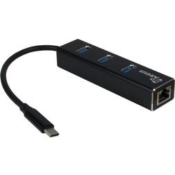Inter-Tech USB C-3xUSB A/RJ45 M-F Adapter