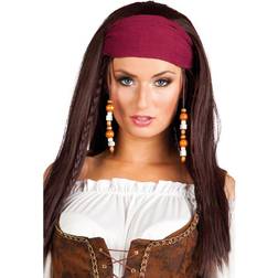 Boland Adult Wig Trinity Bandana Beaded Synthetic Hairpiece Pirate Costume