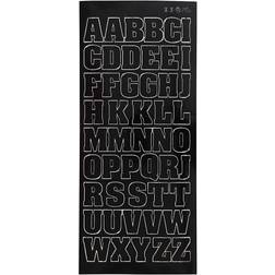 Creotime Stickers, svart, stora bokstäver, versaler, 10x23 cm, 1 ark