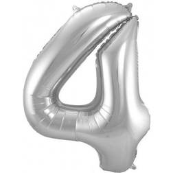 Folat folieballong "4" 86 cm silver