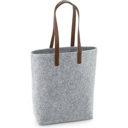 BagBase Premium Felt Tote Bag - Grey Melange/Tan