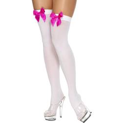 Smiffys Opaque Hold-Ups with Fuchsia Bows