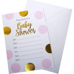 Baby Pattern Rosa, Inbjudningskort Baby Shower 10 st