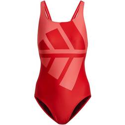 adidas Women's Logo Graphic Swimsuit - Vivid Red/Semi Turbo