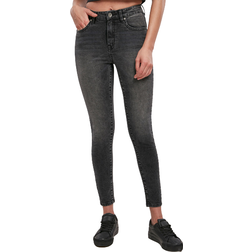 Urban Classics Ladies High Waist Skinny Jeans - Black Stone Washed