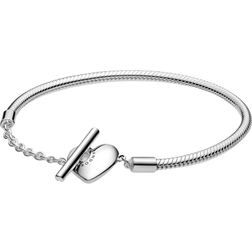 Pandora Moments Heart T-Bar Snake Chain Bracelet - Silver
