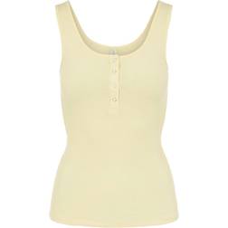 Pieces Kitte Ribbed Cotton Top - Pale Banana