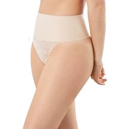Maidenform Lace Shaping Thong with Cool Comfort Fabric - Nude 1/Transparent Lace