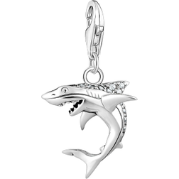 Thomas Sabo Charm Club Collectable Shark Charm Pendant - Silver/Transparent