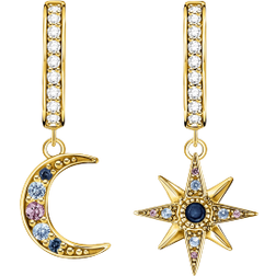 Thomas Sabo Royalty Star & Moon Hoop Earrings - Gold/Multicolour