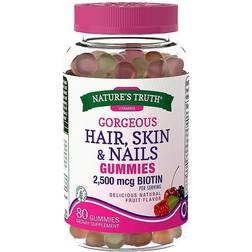 Nature's Truth Gorgeous Hair Skin Nails Gummies Natural Fruit 80 Vegan Gummies