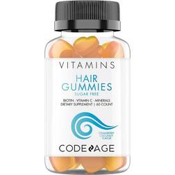 Codeage Hair Gummies With Biotin Pantothenic Acid & Zinc Sugar-Free Strawberry Coconut Flavor 60 Gummies