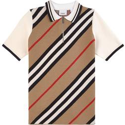 Burberry Kid's Icon Stripe Wool Blend Polo Shirt - Beige (P00577488)